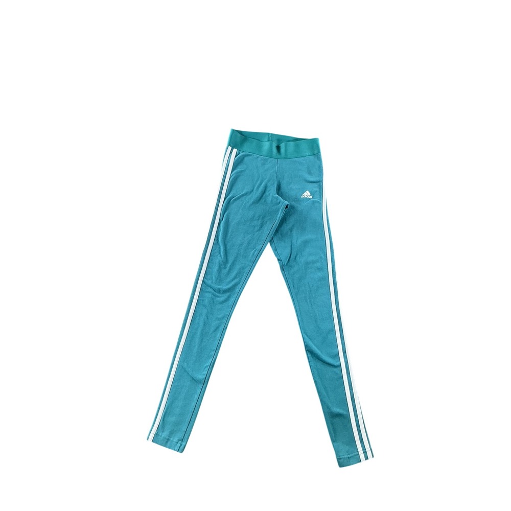 Adidas Womens XS Teal Green 3 Stripe Cotton Blend Athletic Leggings Pants
